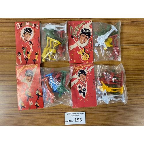 193 - Records : Beatles 1960's Emirates cake toppers, set of 4 within packets - not often seen as a set.