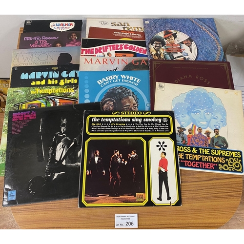 206 - Records : 15 Motown/Soul albums, mostly original issue, incl Temptations, J R Walker, Al Wilson etc.