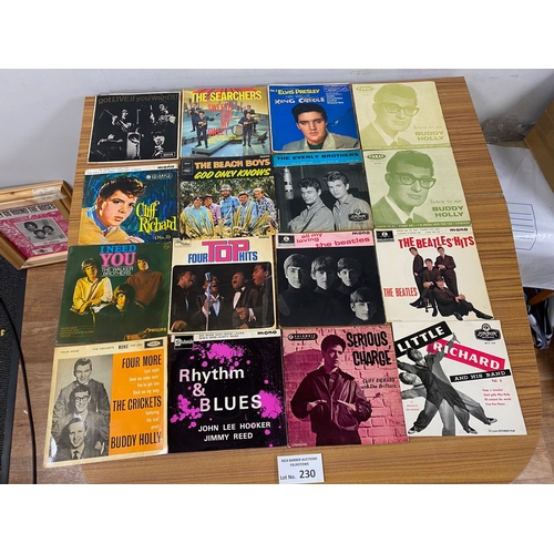 230 - Records : 16 original issue EP's, incl Rolling Stones, Beatles, Buddy Holly etc.
