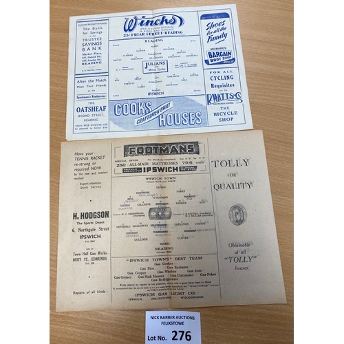 276 - Football : Ipswich Town v Reading 1945/6 programmes, home/away fixtures, League Cup (2) 20.4.1946 an... 