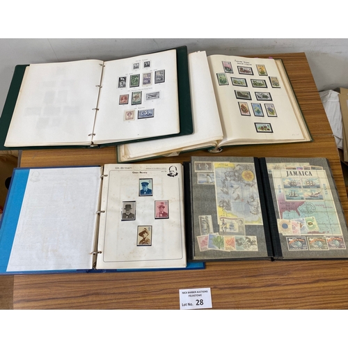 28 - Stamps : Four albums incl New Zealand, 1 x New Age, more modern early 1970's QEII mint, good lot.