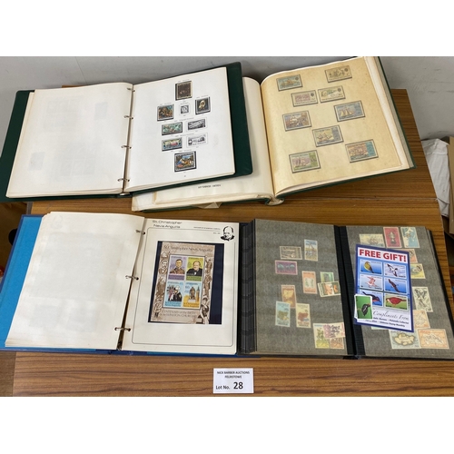 28 - Stamps : Four albums incl New Zealand, 1 x New Age, more modern early 1970's QEII mint, good lot.