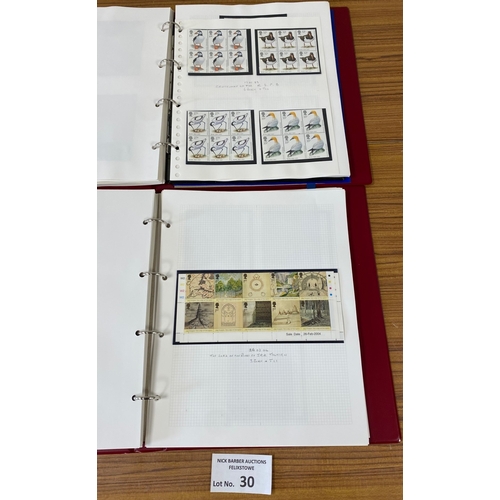 30 - Stamps : 2 albums of GB commemorative issues 1999-2004, mostly in sheetlets/blocks of 6 etc, all fin... 