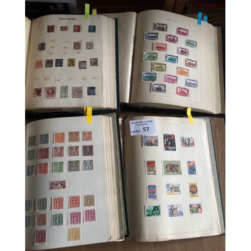 57 - Stamps : Heavy box with all world collection in 6 well filled loose leaf albums. Many 1000's.