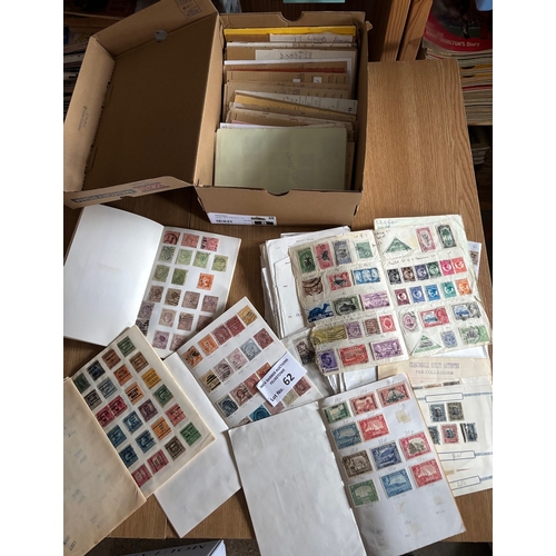 62 - Stamps : Shoebox of old club books (43) plus a bundle of club book pages.