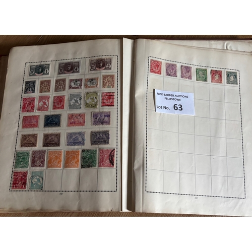 63 - Stamps : All world collection in 3 old time Excelsior albums including one oblong in great condition... 