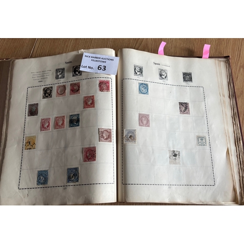 63 - Stamps : All world collection in 3 old time Excelsior albums including one oblong in great condition... 