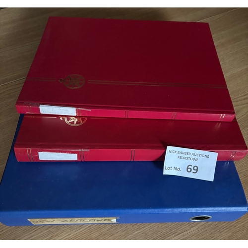 69 - Stamps : NZ collection in 3 albums and on old album leaves plus earlies onwards on stock cards.