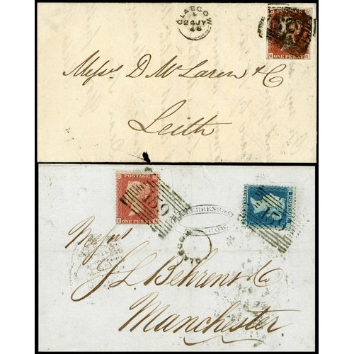 1091 - GLASGOW GROUP OF MAIL WITH SMALL CIRCLE LATE FEE MARK - 24 July 1846 EL to Leith franked 1841 1d red... 