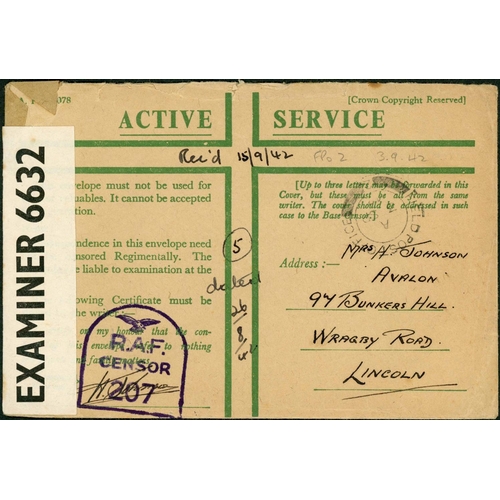 403 - WWII R.A.F. PRIVILEGE ENVELOPES: Five scarce R.A.F. privilege envs. used from Iceland inc. Aug. & Se... 