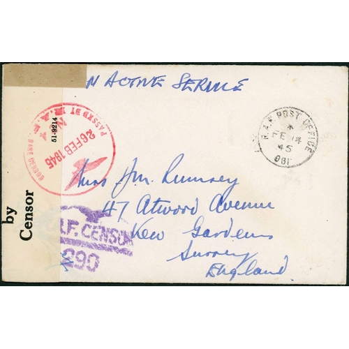 406 - WWII R.A.F. CENSOR MAIL: Collection of WWII R.A.F. censor mail inc. 1943 env to Brentwood with FPO 