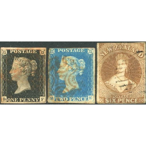 721 - ALBUM with the mainly used collection - QV 1840 1d black (BF plate 8, three clear margins just barel... 