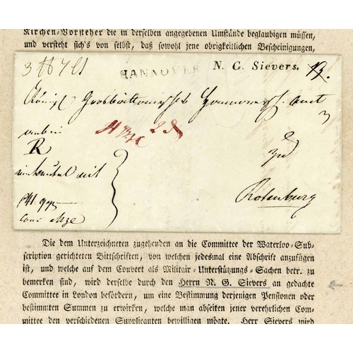 3170 - NAPOLEONIC WARS AFTERMATH - HANOVER/G.B. - CHELSEA PENSIONERS' AGENT COVER & DOCUMENT; April/May 181... 