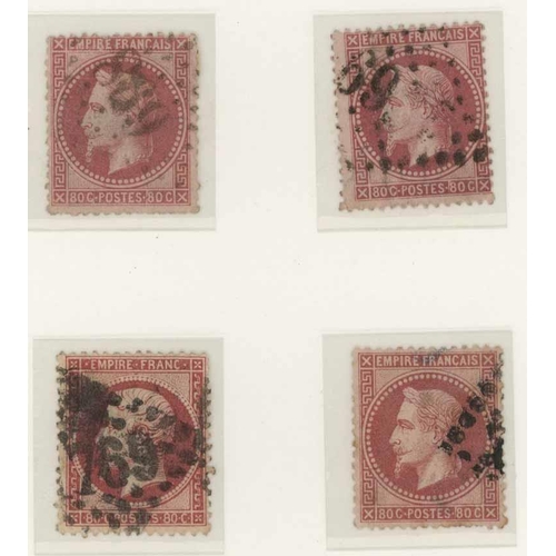 3320 - 1862-70 NAPOLEON HEAD TYPES: Mint & used study on leaves noting 1862 representative shades to 80c, m... 