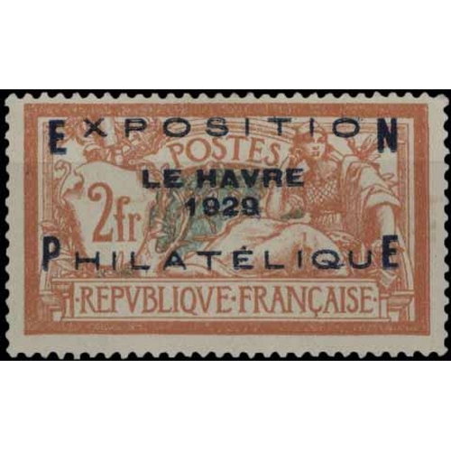 3335 - 1929 Le Havre Philatelic Exhibition 2f red & blue-green mounted mint. American Philatelic Society Ce... 