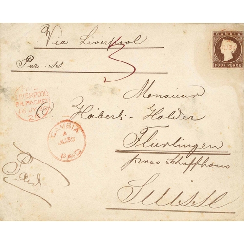 3363 - ** 1876 4d IMPERF SOLO FRANKING ON COVER TO SWITZERLAND; 30 June 1880 env. to Schaffhausen franked 4... 