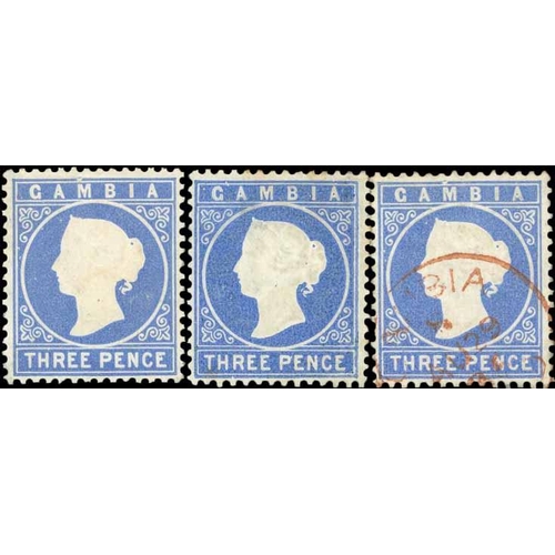 3364 - ** 1880 3d BLUE shade selection with Dark, Bright and Pale Ultramarine mint (11, inc. one showing fr... 