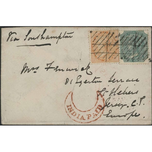 3407 - QV CORRESPONDENCE TO JERSEY (CHANNEL IS.), ETC. + SINGAPORE PRESTAMP 