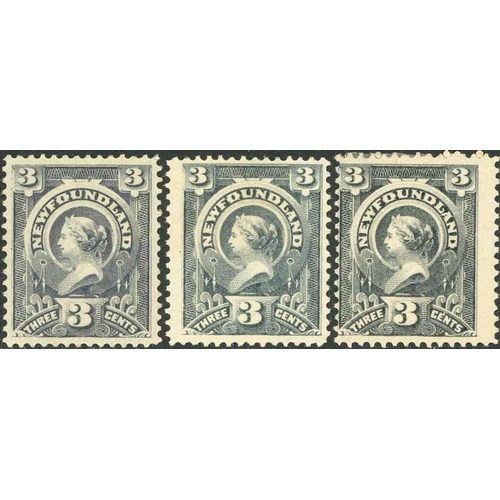 3449 - 1890 3c SLATE (SHADES) - mounted mint group of shades SG £750 min. (9 + 3 pairs).