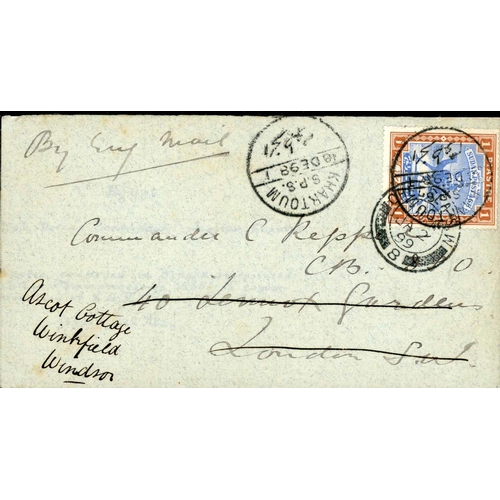 3535 - RECONQUEST PERIOD MAIL: 16 Sep. 1898 env ex Omdurman to London, 1p Camel Postman type cancelled by K... 