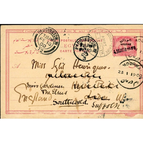 3536 - 1900 POSTAL STATIONERY CARD RE. 'FASHODA INCIDENT':  1899 Provisional postcard surcharged 