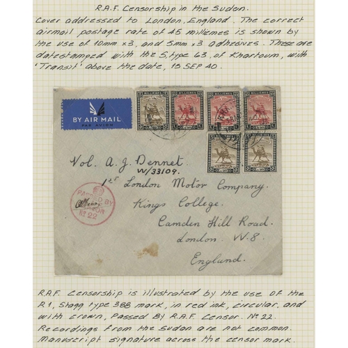 3553 - WWII - R.A.F. CIRCULAR & BOXED CENSOR MARKS: Group of envs./card inc. 1940 (Feb) with circular 