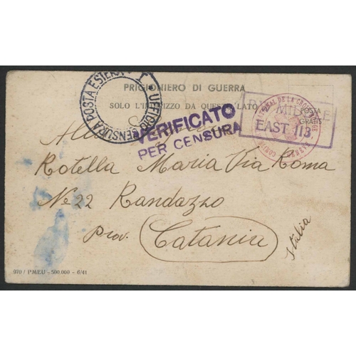 3563 - WWII-ITALIAN P.O.W./CIVILIAN INTERNEE MAIL: Group of cards/envs. inc. 1941 P.O.W. printed card to Ca... 