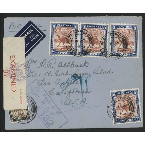 3569 - WWII - AIRMAILS: Group inc. 1940 (Dec.) env. to the U.S.A. bearing 3p Arab Postman (4, one defective... 