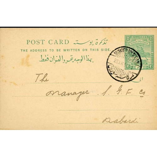 3598 - TRAVELLING POST OFFICES: 1907-56 selection inc. Jun. 1907 PPC bearing Arab Postman 5m with 