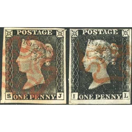 3691 - PLATE 1a - SJ, very fine four large to very large margins, plus PLATE 1b - IL, fine four close to ve... 