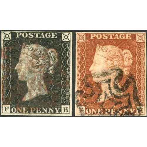 3704 - PLATE 2 - FH black and red matched pair, both with close to good margins. (2)Cross Reference: 1841 1... 