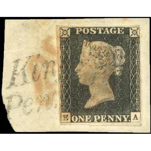 3709 - PLATE 3 - EA, four close to good margins, close but clear at top right, tied to piece by red MX as w... 