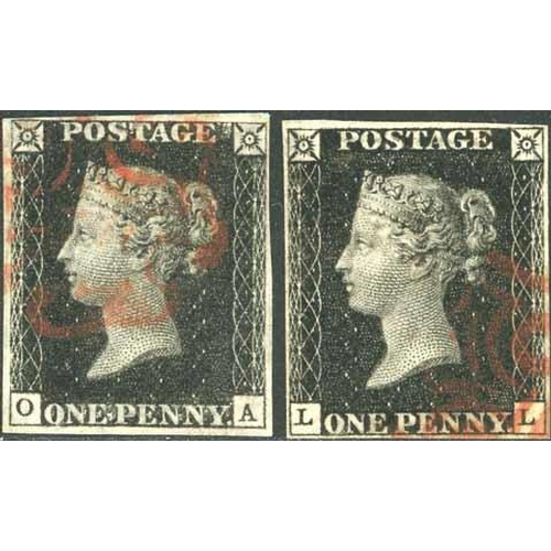 3722 - PLATE 8 - OA & LL, both with four good to close margins. Crease on LL, else fine used. (2)