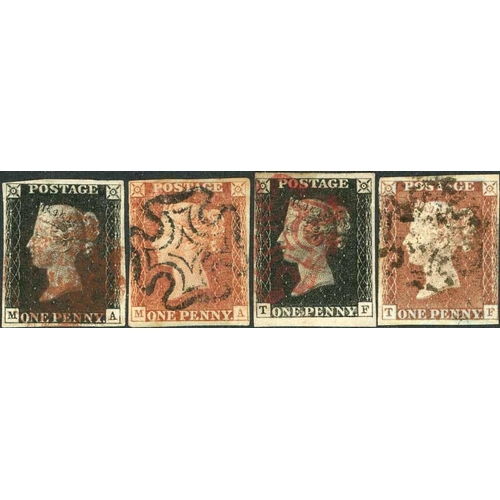 3723 - PLATE 8 - MA, fine 4 margins, matched in red, 3 margins, toning; TF, fine 4 close to very large marg... 