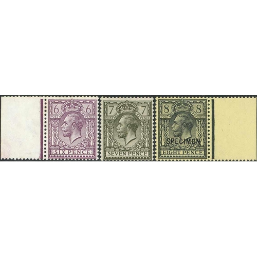 3933 - 1913 6d PURPLE, 7d OLIVE & 8d BLACK PROFILE HEAD - unmounted or mounted mint sets of the SG listed s... 