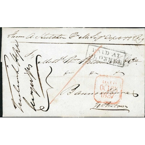 4198 - IRISH 1d MILITARY CONCESSION MAIL TO BANNOCKBURN; Trio with July 1826 EL with 