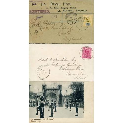 2208 - MAIL TO G.B./GERMANY - IMPERIAL 1d POST RATES + ROYAL VISIT POSTCARD; 18/21 Oct. 1899 env. to GB wit... 