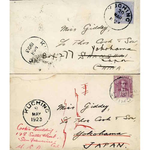 2238 - EARLY 1920s COVERS - TO OVERSEAS ADDRESSES - INC. PAIR TO CHINA/JAPAN; 1919-23 covers/cards inc. Mar... 