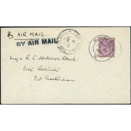 2266 - AIR SURVEY COMPANY - FLIGHT FROM SINGAPORE TO PORT SWETTENHAM:23 Aug 1926 env flown by Neville Vintc... 