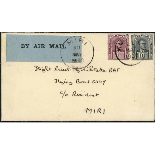 2268 - R.A.F. BORNEO TOUR - FIRST STAGE BY S1419:29 May 1929 envs (3) franked at the 14c rate (4c postage &... 