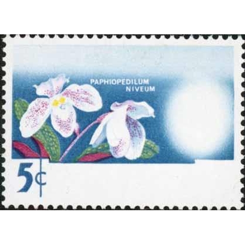 2486 - 1965 5c ORCHIDS VARIETY:1965 Orchids 5c with black (country name and head) omitted. Fine mounted min... 