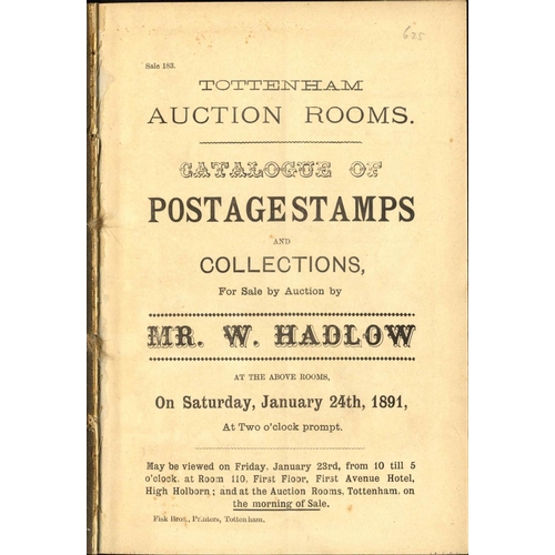 1025 - MR WILLIAM HADLOW: 35 catalogues (1891-1895). Hadlow was a well known figure of the philatelic world... 