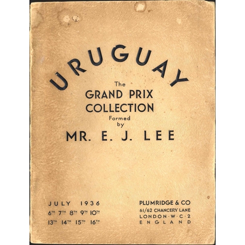 1055 - PLUMRIDGE & CO.: Uruguay- The E J Lee Grand Prix Collection held on 6th  16th July 1936. Cover stai... 