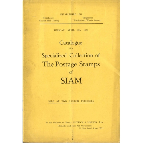 1059 - PUTTICK AND SIMPSON The A R Green specialised collection of Stamps of Siam held on 18th April 1931, ... 