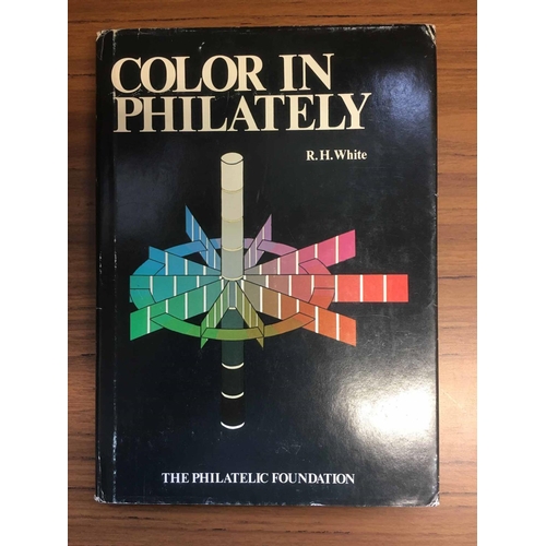 1123 - COLOUR IN PHILATELY by R.H. White. Hardbound with wrapper and various colour charts in the back.