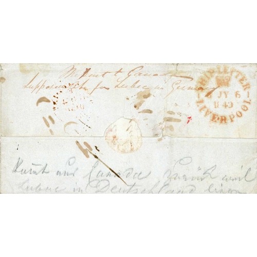 2121 - G.B. COVER TO GERMAN STATES MISSENT TO BOTH U.S.A. AND CANADA - TRANSATLANTIC BY MISTAKE!; 3 July 18... 