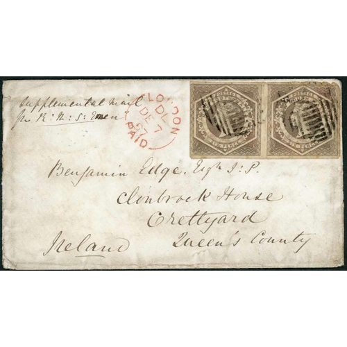 2319 - SUPPLEMENTARY MAIL CARRIED ON THE WRECK OF THE EMEU; 11 Sep. 1857 env. 'Supplementary mail/per S.S.E... 