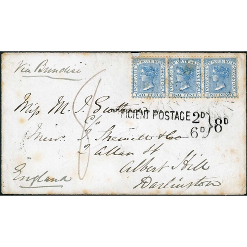 2341 - MAIL TO GB VIA SAN FRANCISCO OR BRINDISI; Range with 23 Aug. 1877 env. to Colchester franked 6d DLR ... 