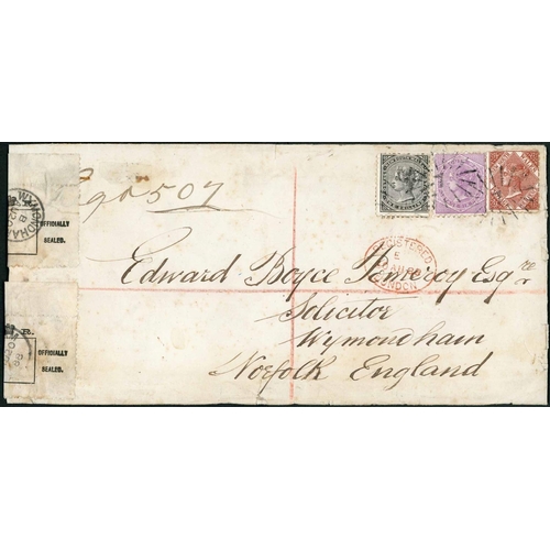 2343 - RANGE OF  RATES TO GB INC. REGISTERED MAIL; Group with 1880/87 envs. (one endorsed 'Torres Straits')... 