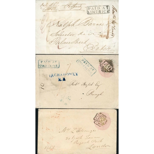 3284 - BOX FILE - 1837 TO MOSTLY 1870s COLLECTION OF MAIL - written up on pages, inc. Oct. 1837 EL to Exete... 